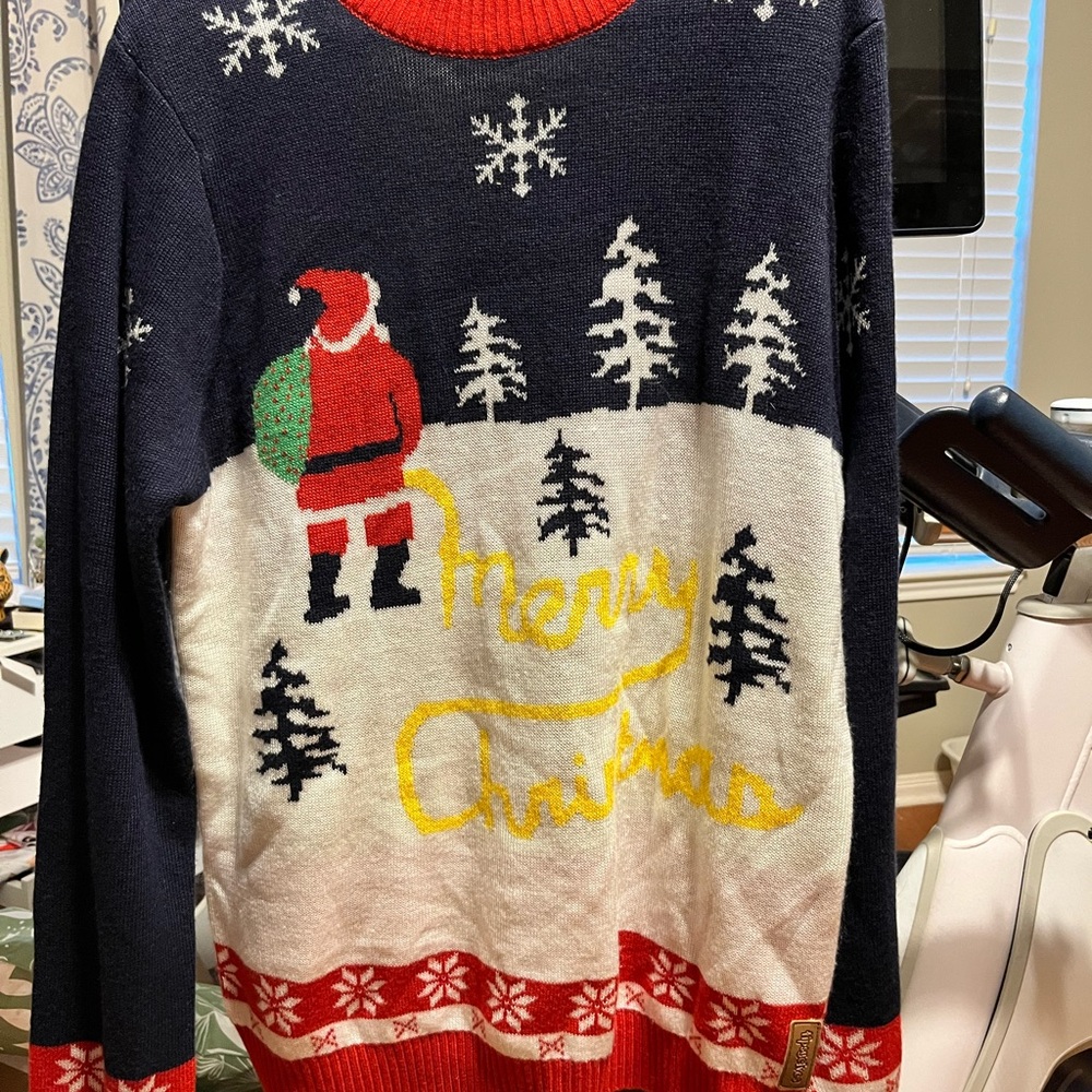 Festive Christmas Sweater for Men - Navy, Red, and White